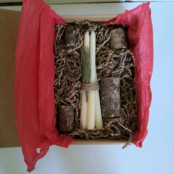 Birchwood Pillar Can Holders Set of 4 Handmade - Picture 2 of 6